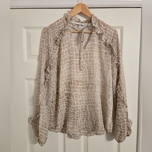 Calvin Klein Beige Animal Patterned Top Lightweight Size Large